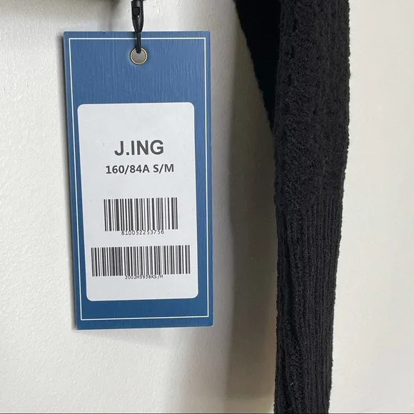 J.ING Black Crop Cardigan Open Knit Long Sleeve V-neck Button Small Medium NWT - Picture 6 of 9